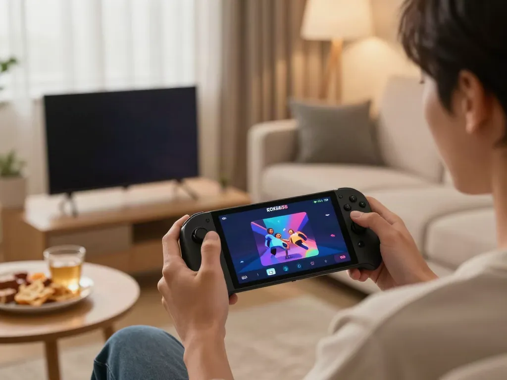 Engaging gameplay experience with rokok88 apk on a smartphone in a cozy living room setting.