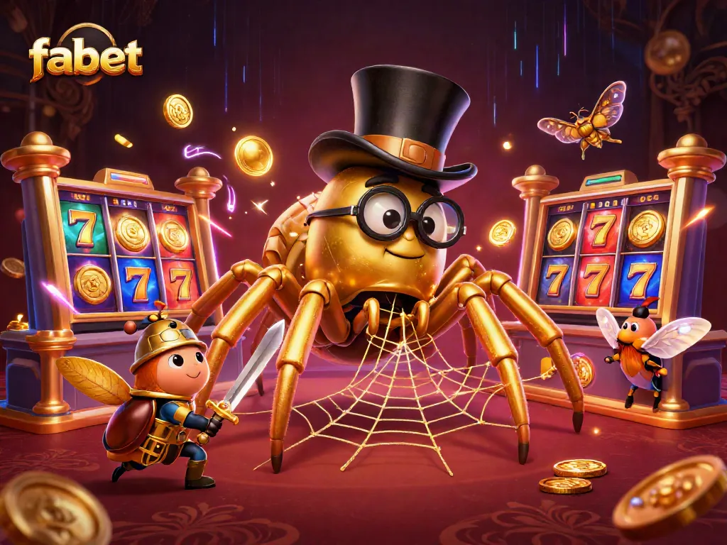 Experience thrilling jackpot spins with fabet in this vibrant 3D casino scene featuring unique characters and dynamic elements.
